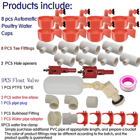 perfsign poultry tees shown for reliable PVC connections in a DIY waterer
