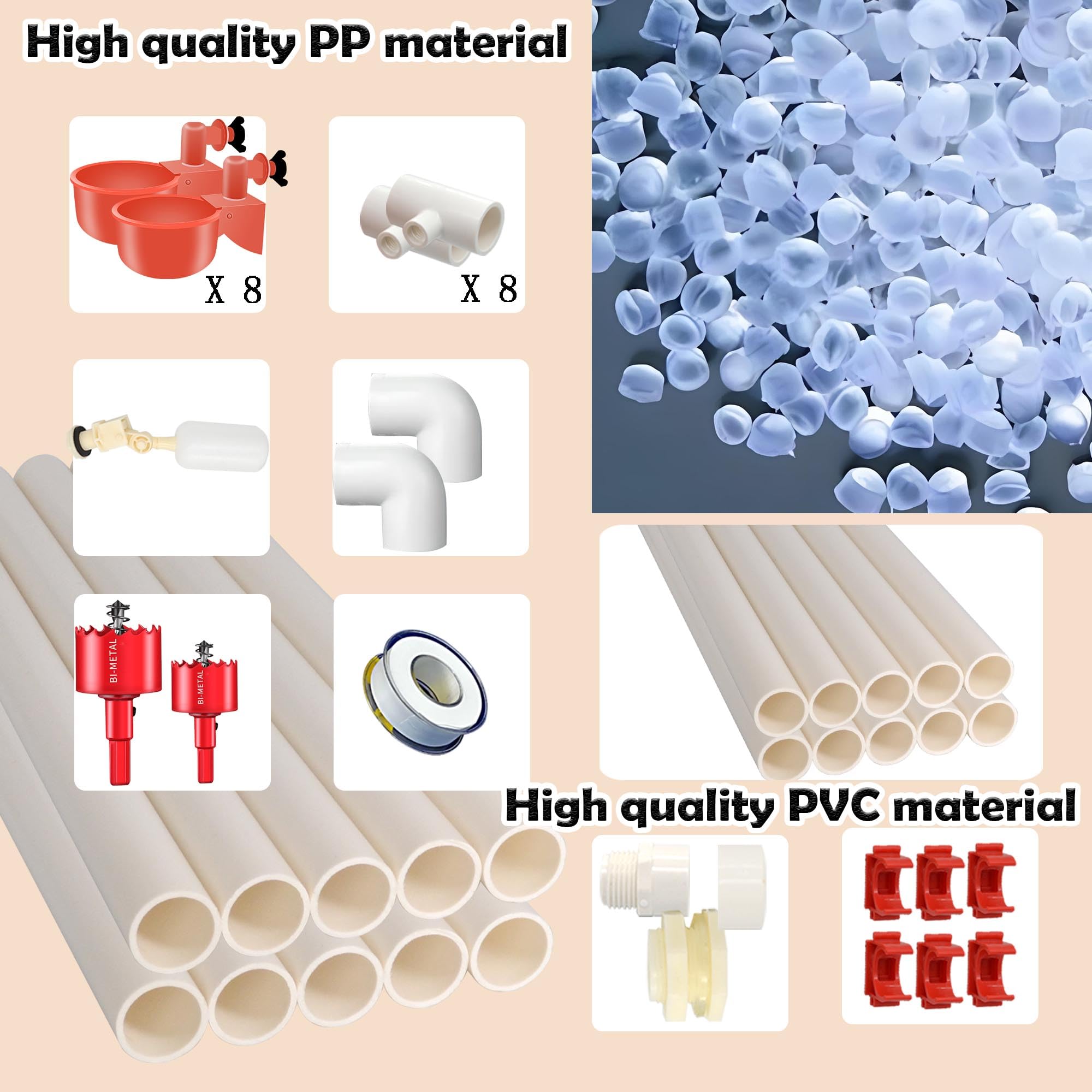 Perfsign PVC tee fittings support reliable distribution across the coop.