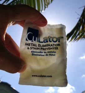 CuLator prevents copper cyanurate stains in pools