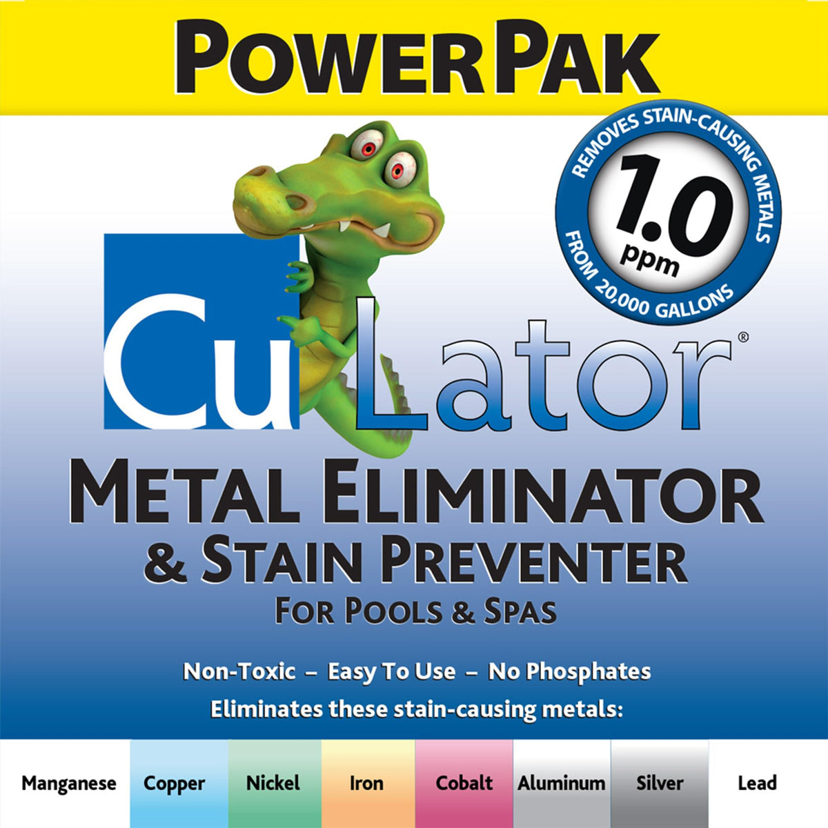 Periodic Products CuLator Metal Eliminator in skimmer basket removes metals from pool water