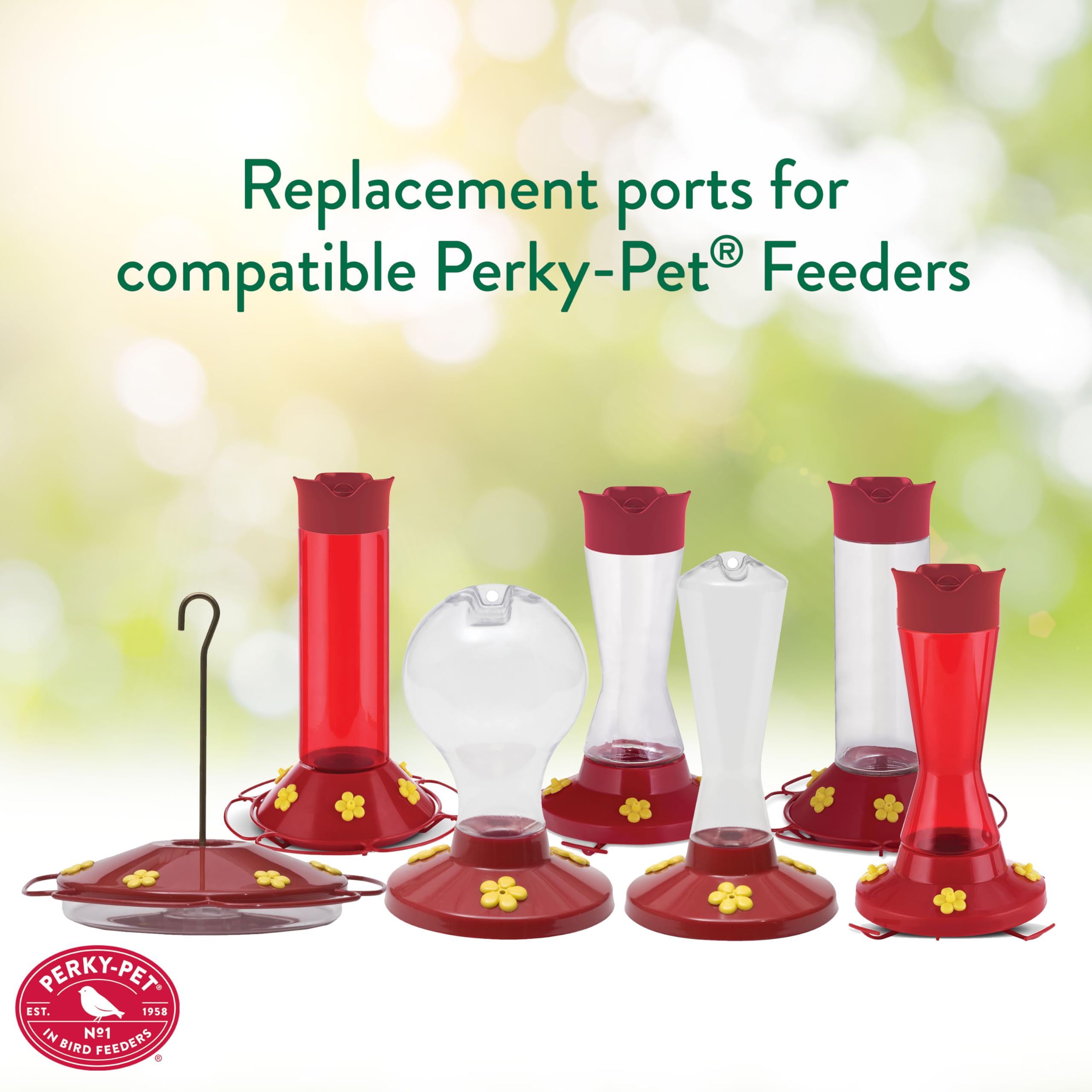 Perky Pet replacement yellow flowers snap in easily, keeping feeder visuals fresh.