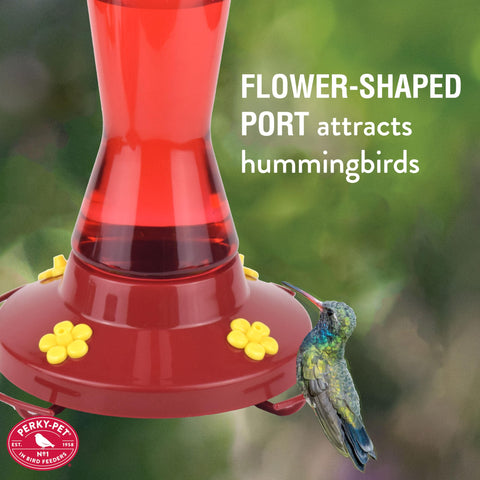 Perky Pet 202FB yellow flowers enhance outdoor aesthetics while supporting local hummingbirds.
