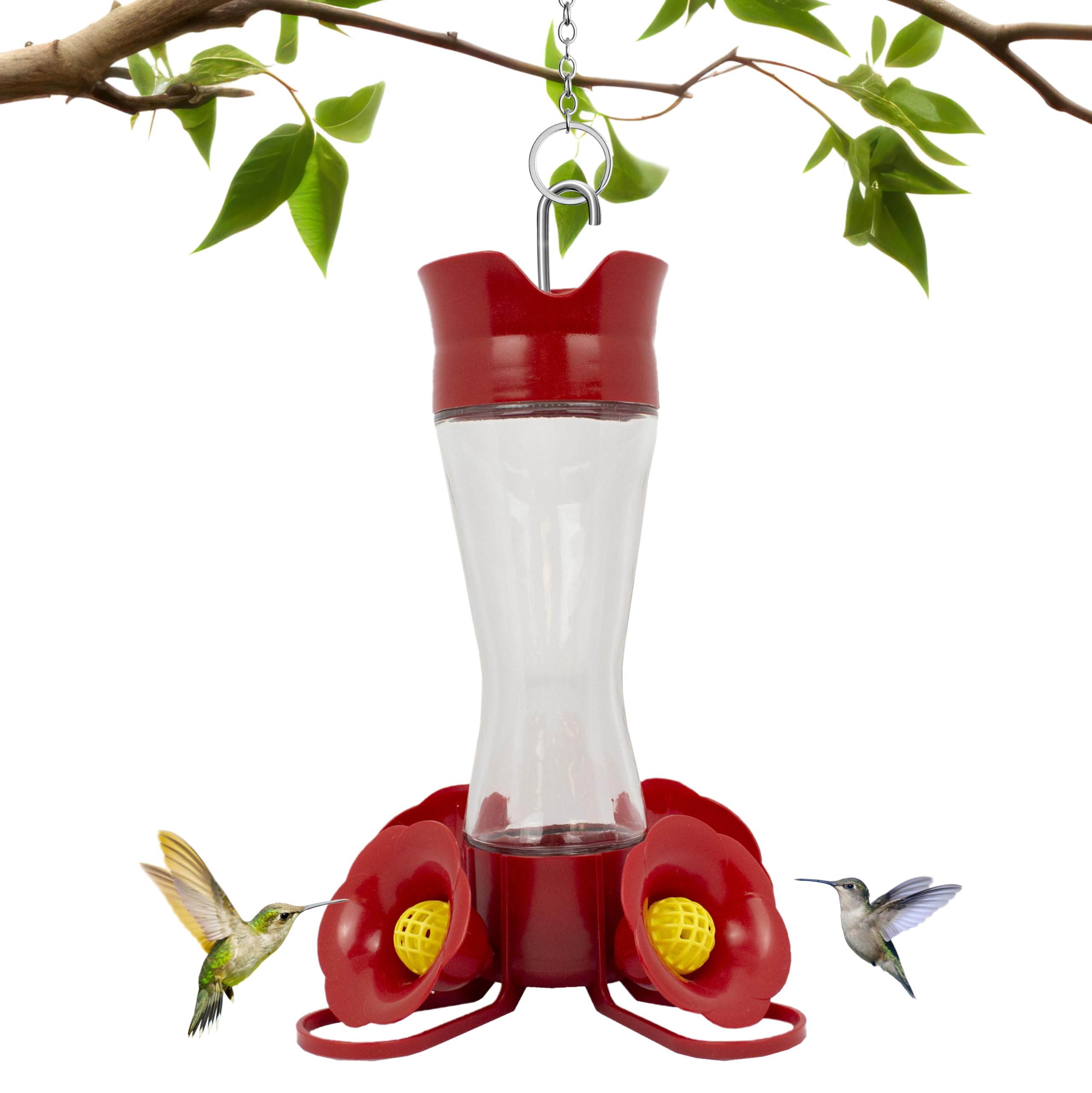Perky-Pet 203CPBN glass hummingbird feeder with four ports and perches for multiple birds.
