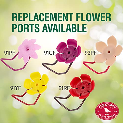 Perky-Pet 9100 nectar at hand encourages frequent hummingbird visits.