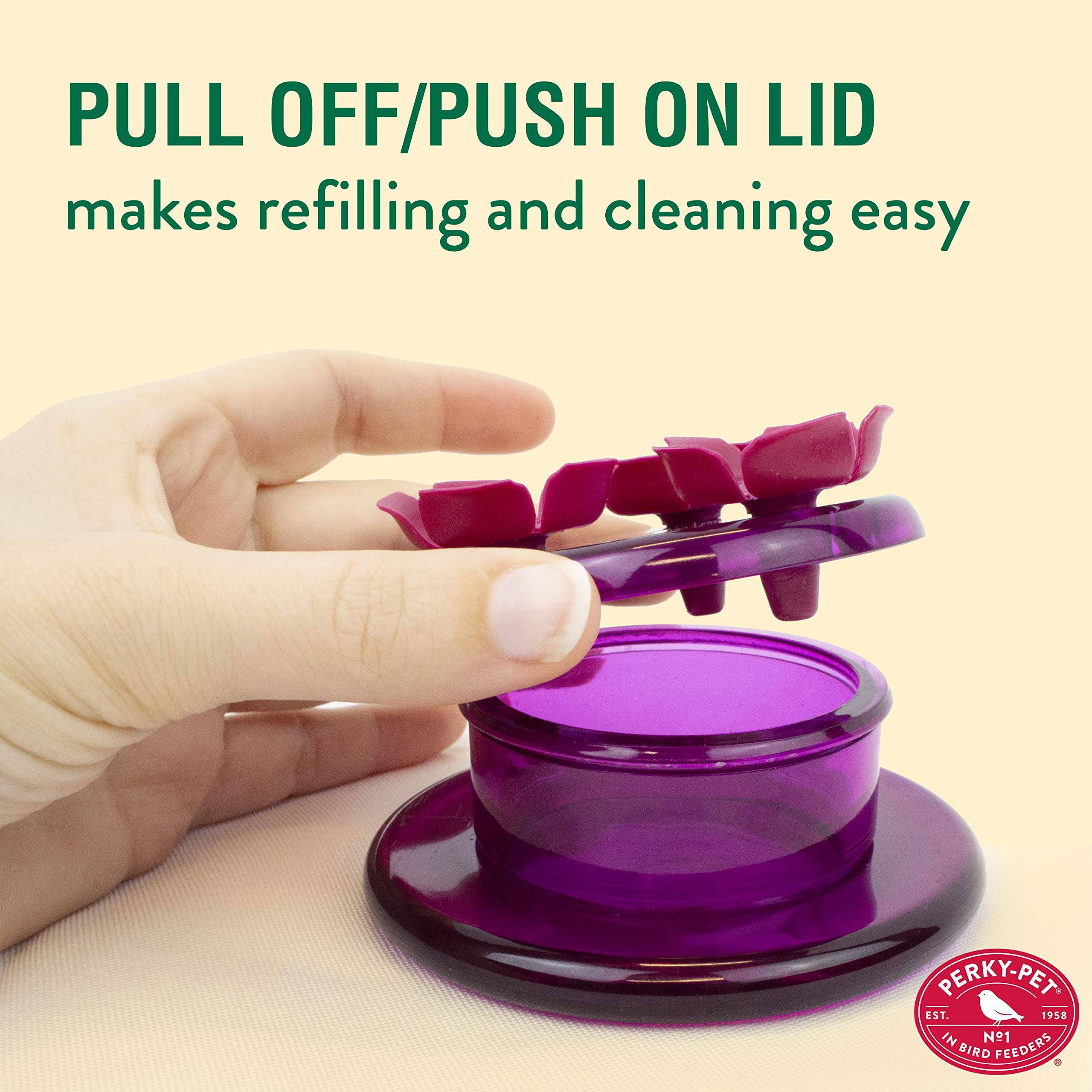 Perky-Pet 9100 dish-style design makes refilling easy and neat.