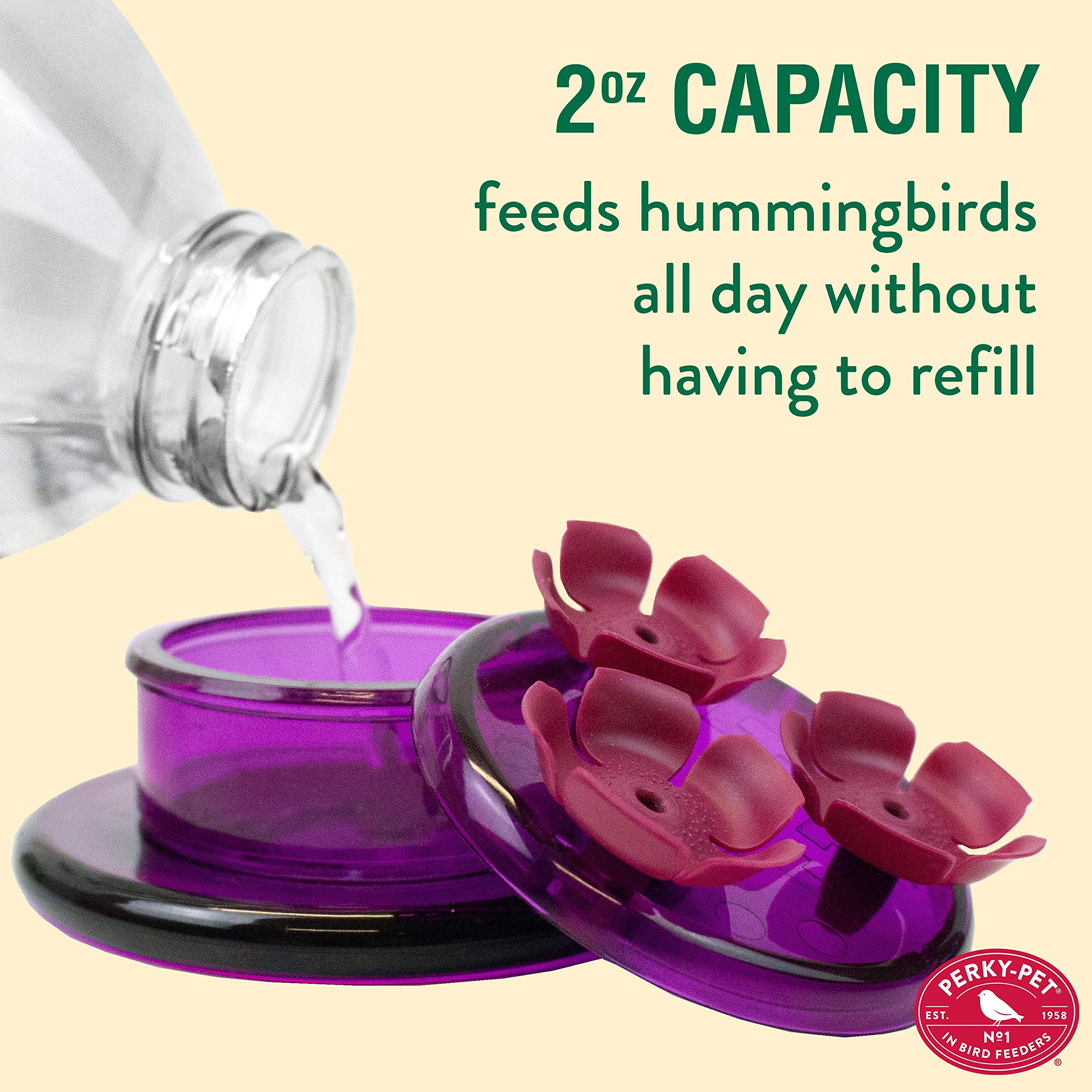 Perky-Pet 9100 nectar capacity of 2 oz supports longer observation sessions.