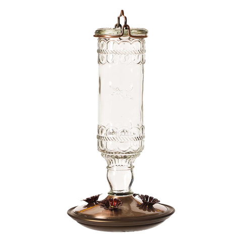 Perky-Pet antique glass bottle feeder with a classic yard décor appeal