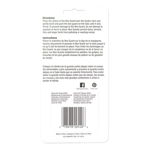 Four yellow bee guards included for easy replacement and ongoing protection