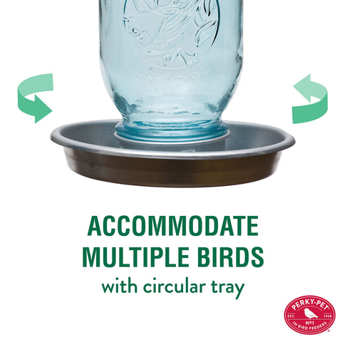 All-metal base and ports on the Perky-Pet waterer for durability.