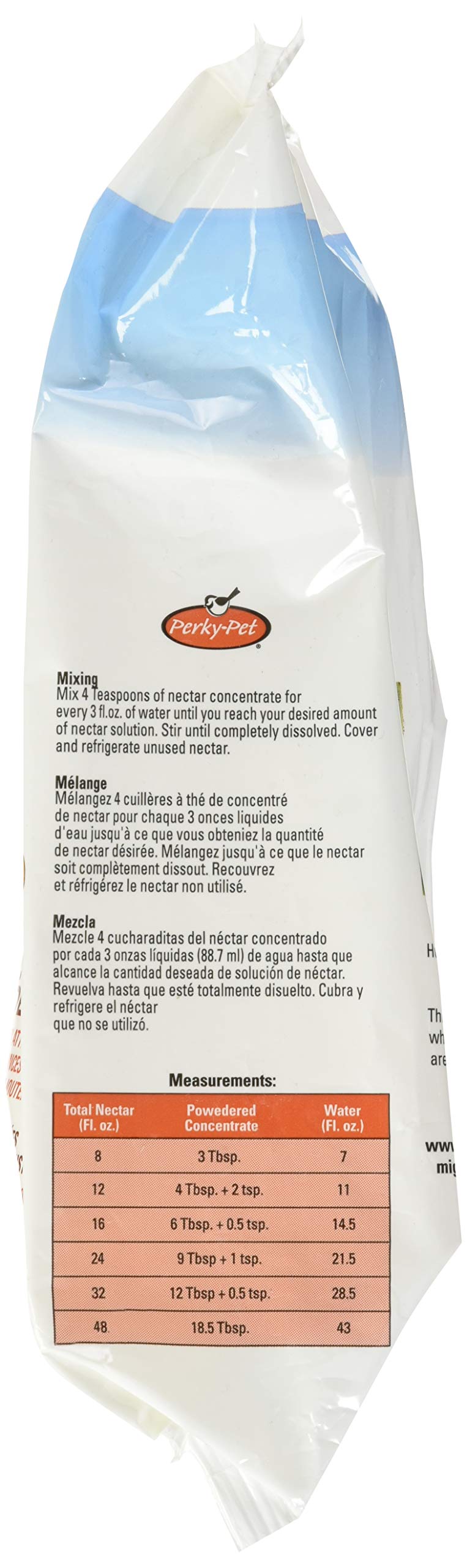Perky-Pet clear nectar in feeder shows clean, stain-free feeding.