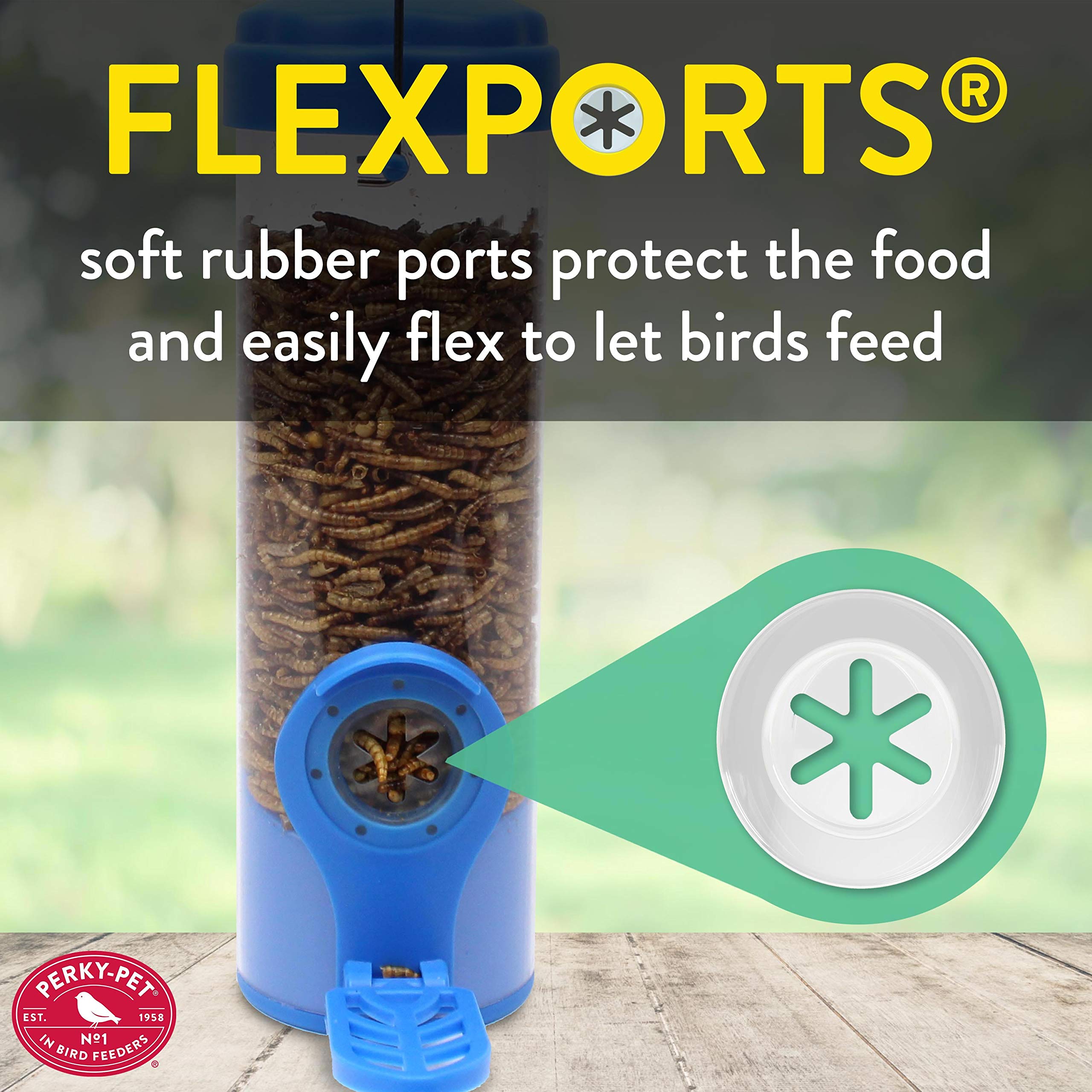 Perky-Pet enclosed design keeps mealworms fresh and dry during use