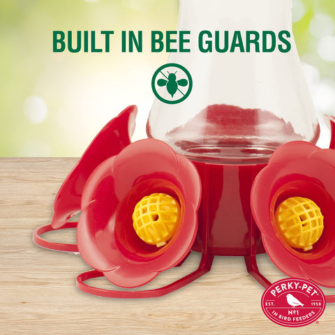 Ant moat on the Perky-Pet feeder helps deter ants around the unit.