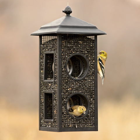 Perky-Pet Fly-Thru lid with Sure-Lock protects seed while outdoors