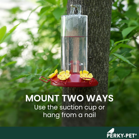 Perky-Pet hummingbird feeder wide-mouth opening simplifies filling and cleaning