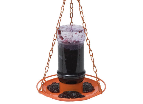 Perky-Pet jelly feeder oriole 32oz top view shows secure lid protecting jelly.