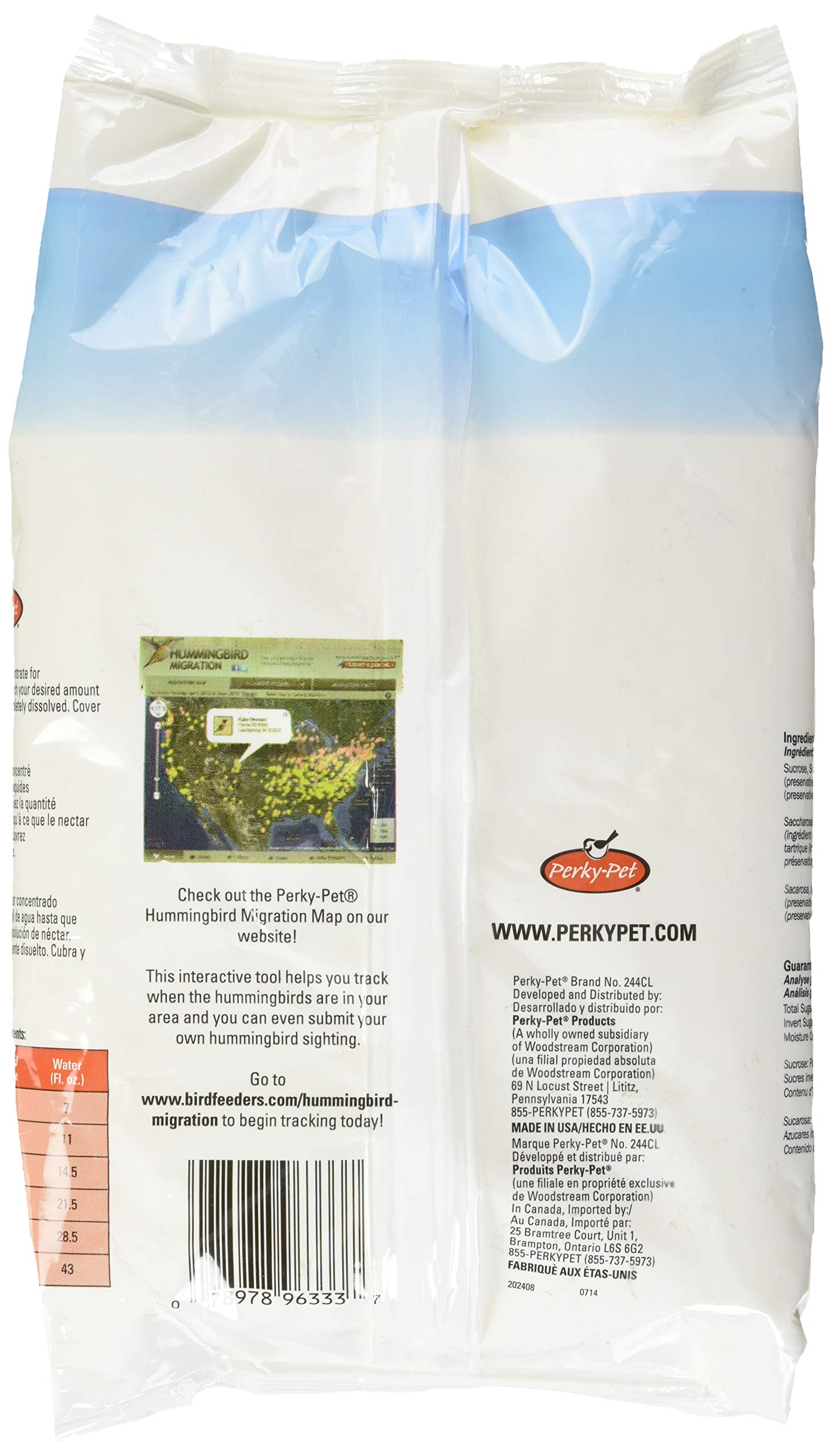 Perky-Pet nectar powder dissolving in water enables quick, ready-to-use nectar.