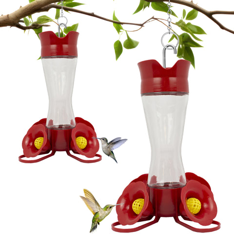 Perky-Pet Pinch-Waist feeder ports enable multiple hummingbirds to feed at once.