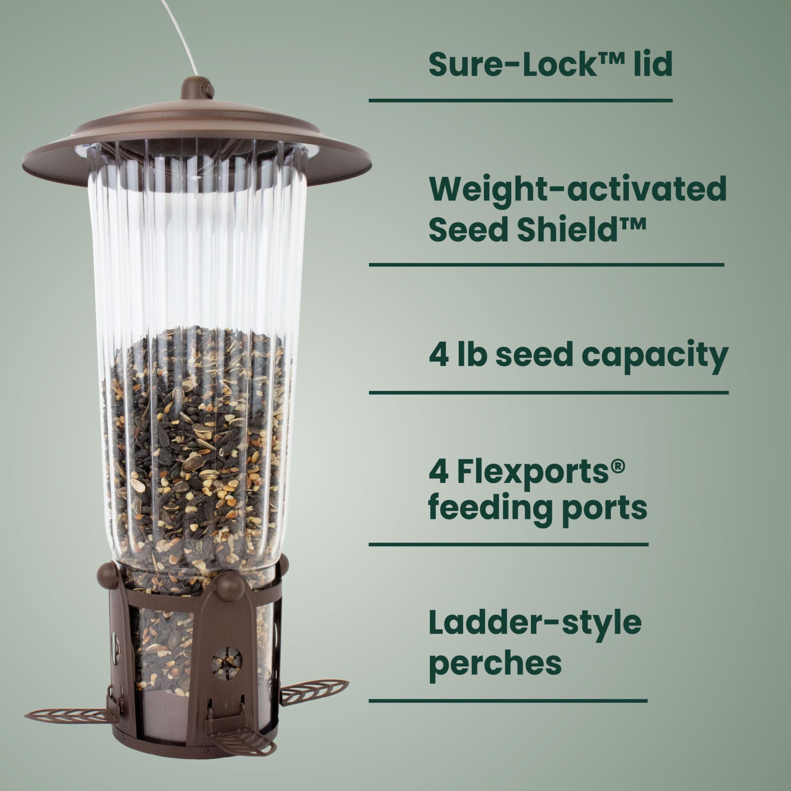 Perky-Pet Squirrel-Be-Gone Max Sure-Lock cap resists lid removal