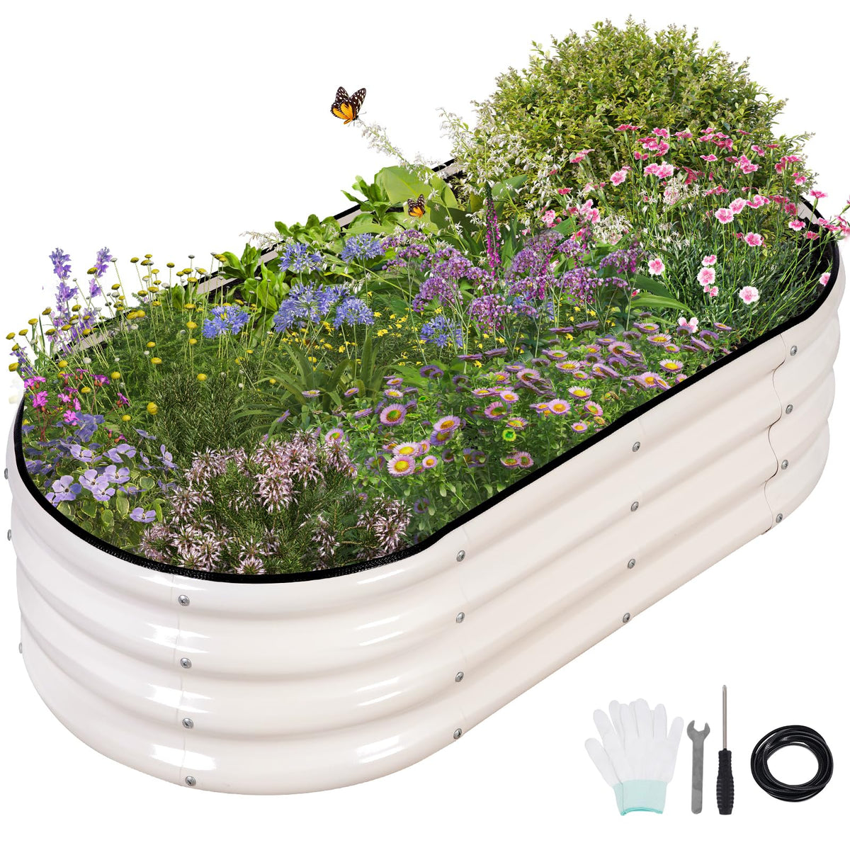 Permade galvanized raised garden bed 4x2x1ft, front view, ideal for vegetable gardening.