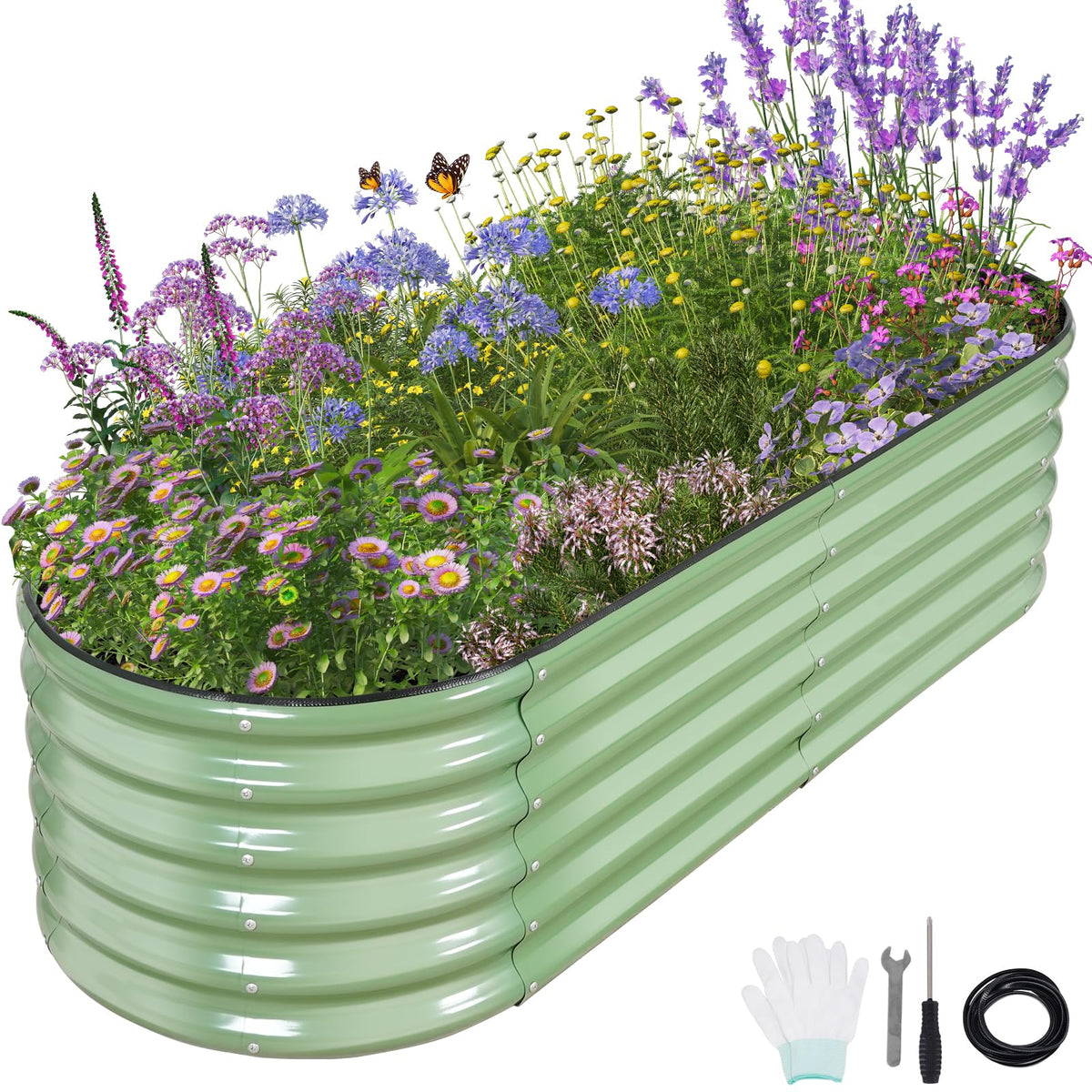 Permade galvanized raised garden bed with safety edge for family gardening.