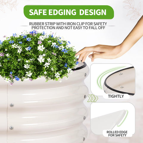 Permade oval steel raised bed kit, side angle view, supports even nutrient distribution.