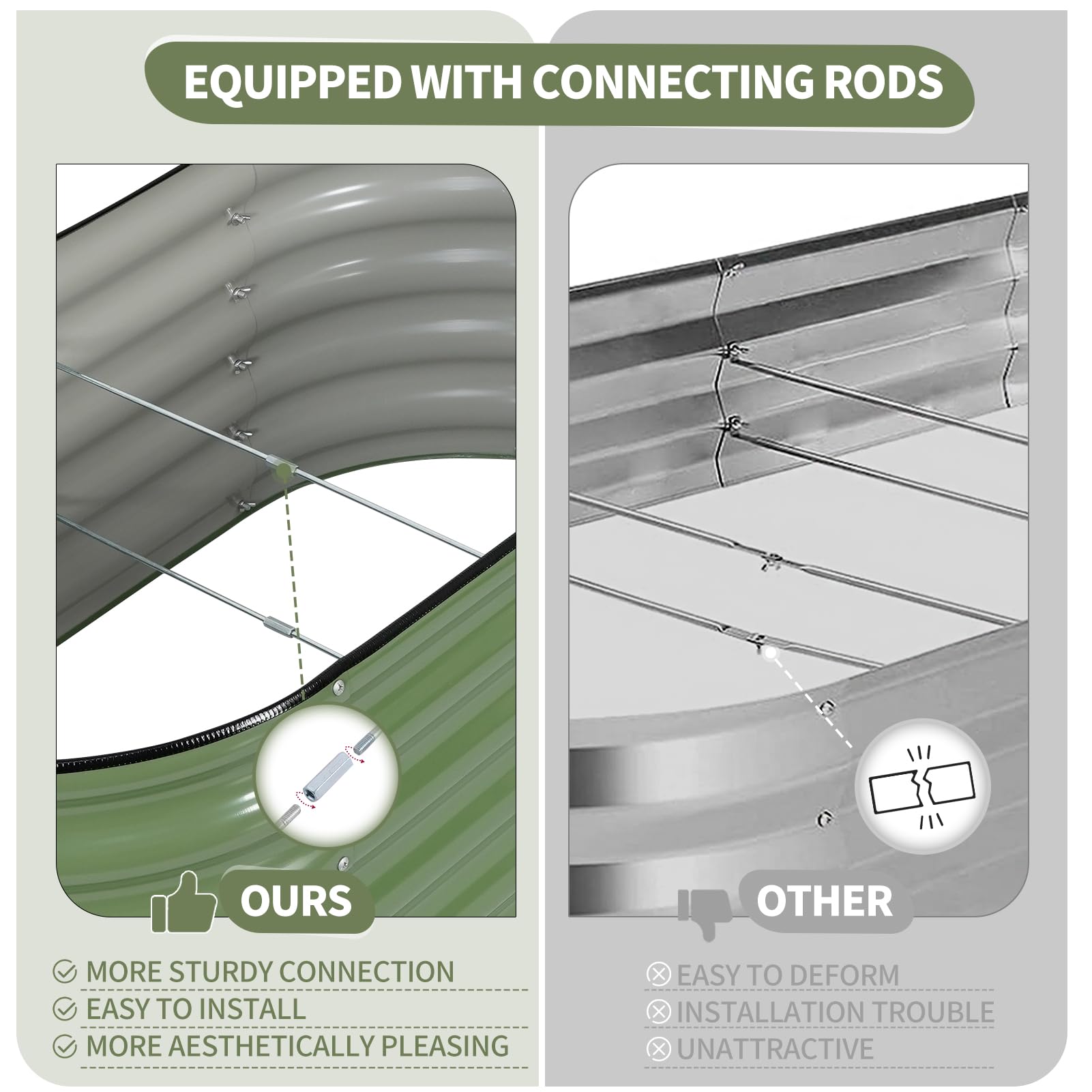 Permade rust-proof surface coating protects the planter from outdoor corrosion.