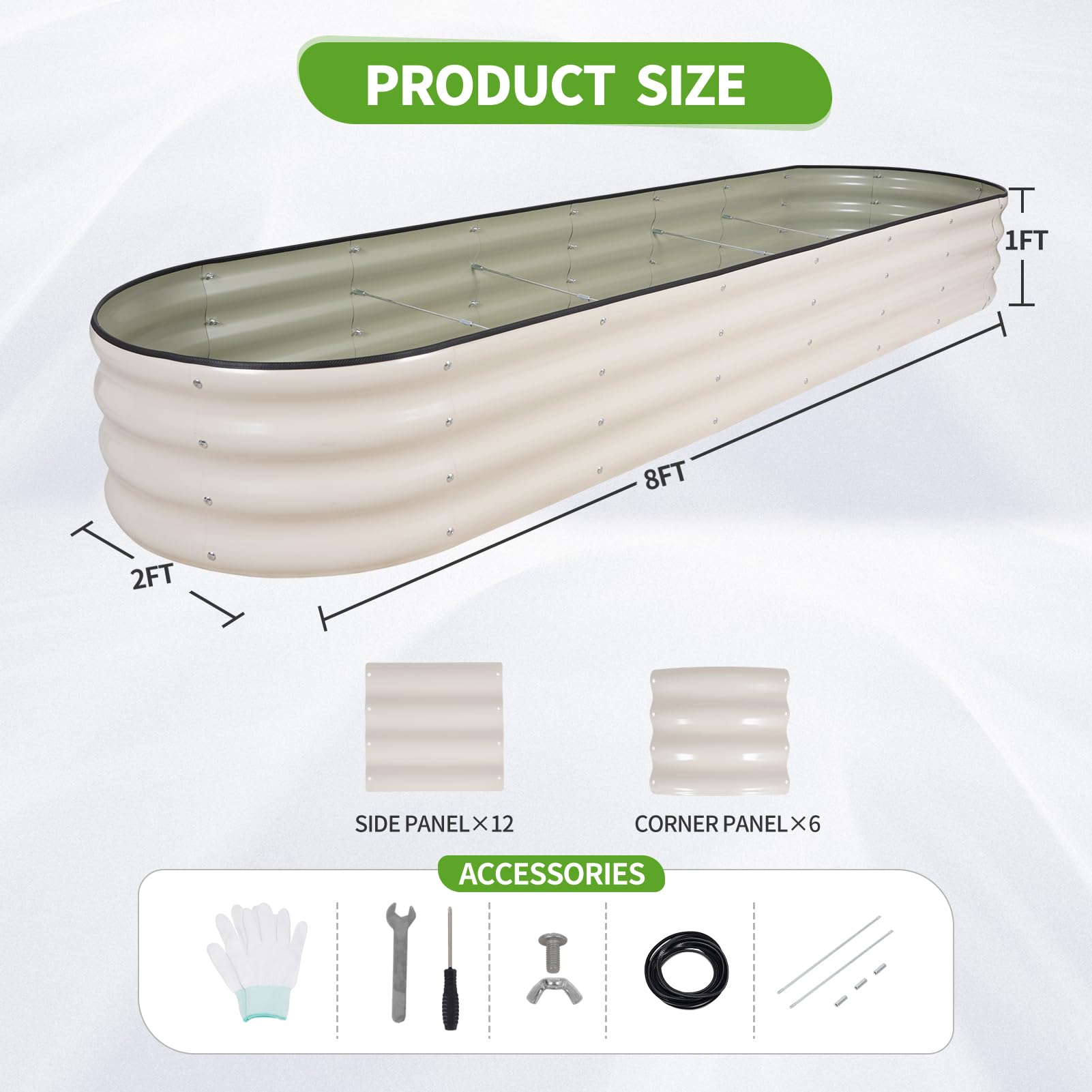 Permade white galvanized bed overall view suggests durable, long-use garden framing.