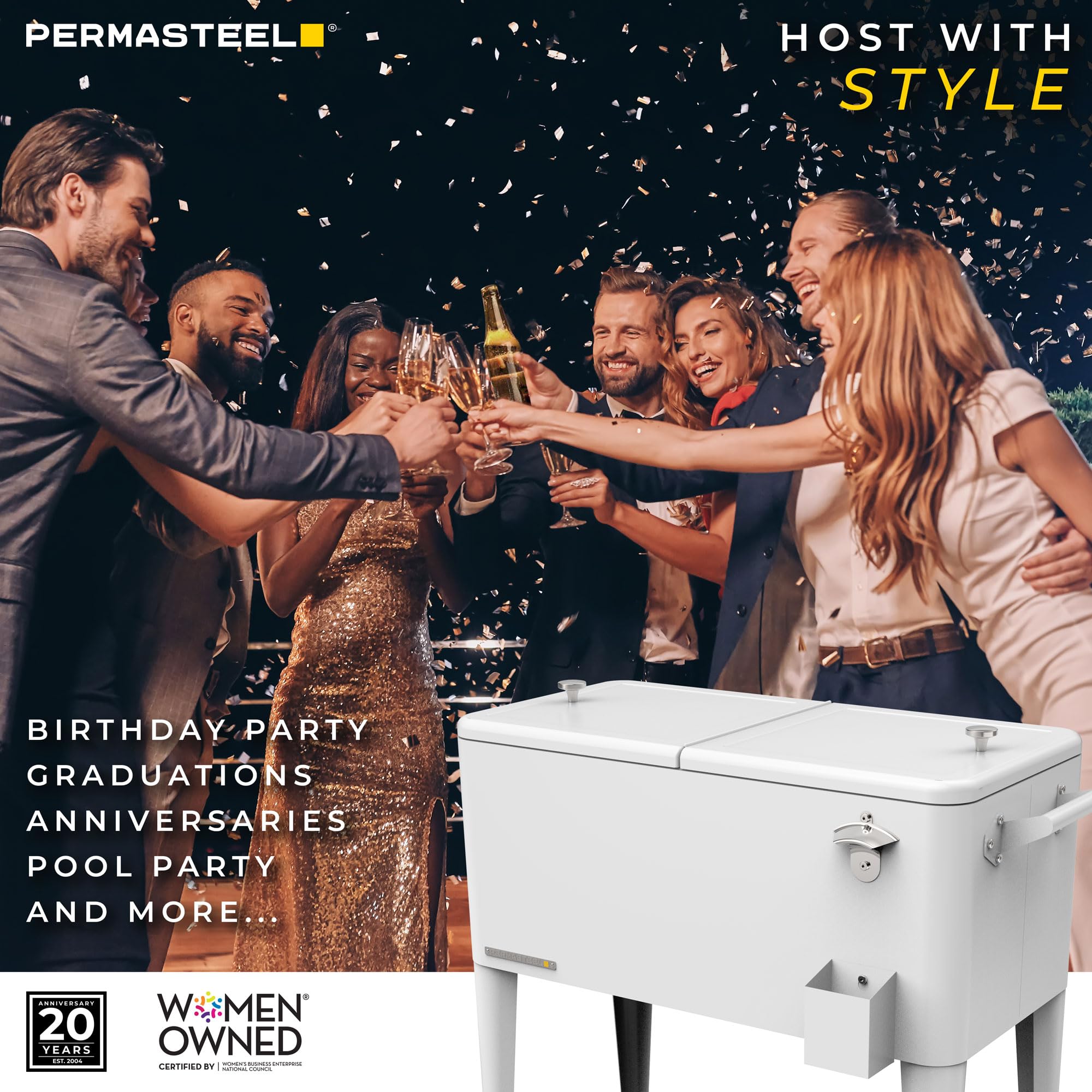 Permasteel 80-quart capacity holds about 110 cans plus ice