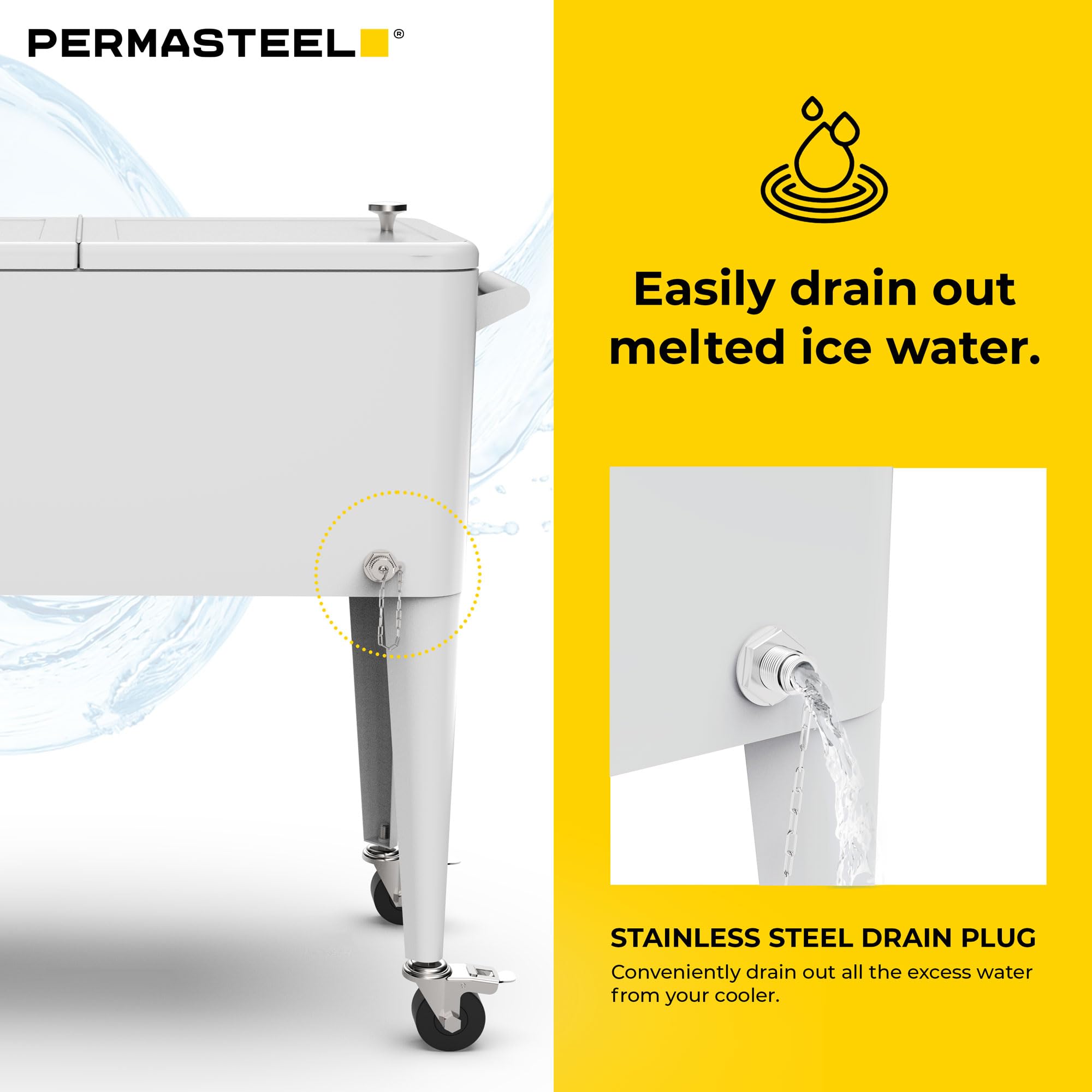 Permasteel built-in bottle opener and cap catcher simplify party prep