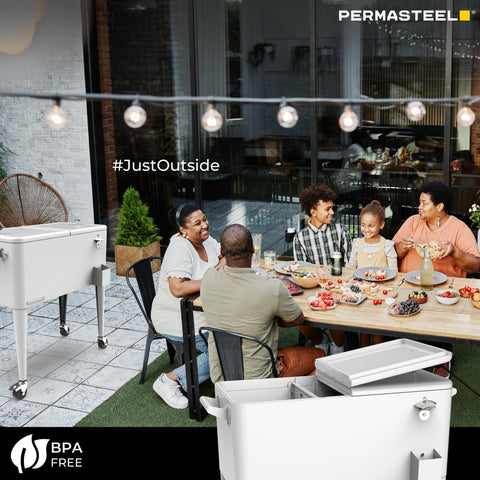 Permasteel 80-qt cooler cap catcher and bottle opener for easy access