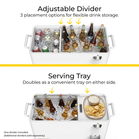 Permasteel cooler divider doubles as a serving tray for easy service