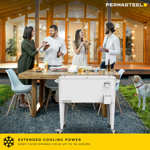 Permasteel divider creates two compartments for organized drink storage and easy access