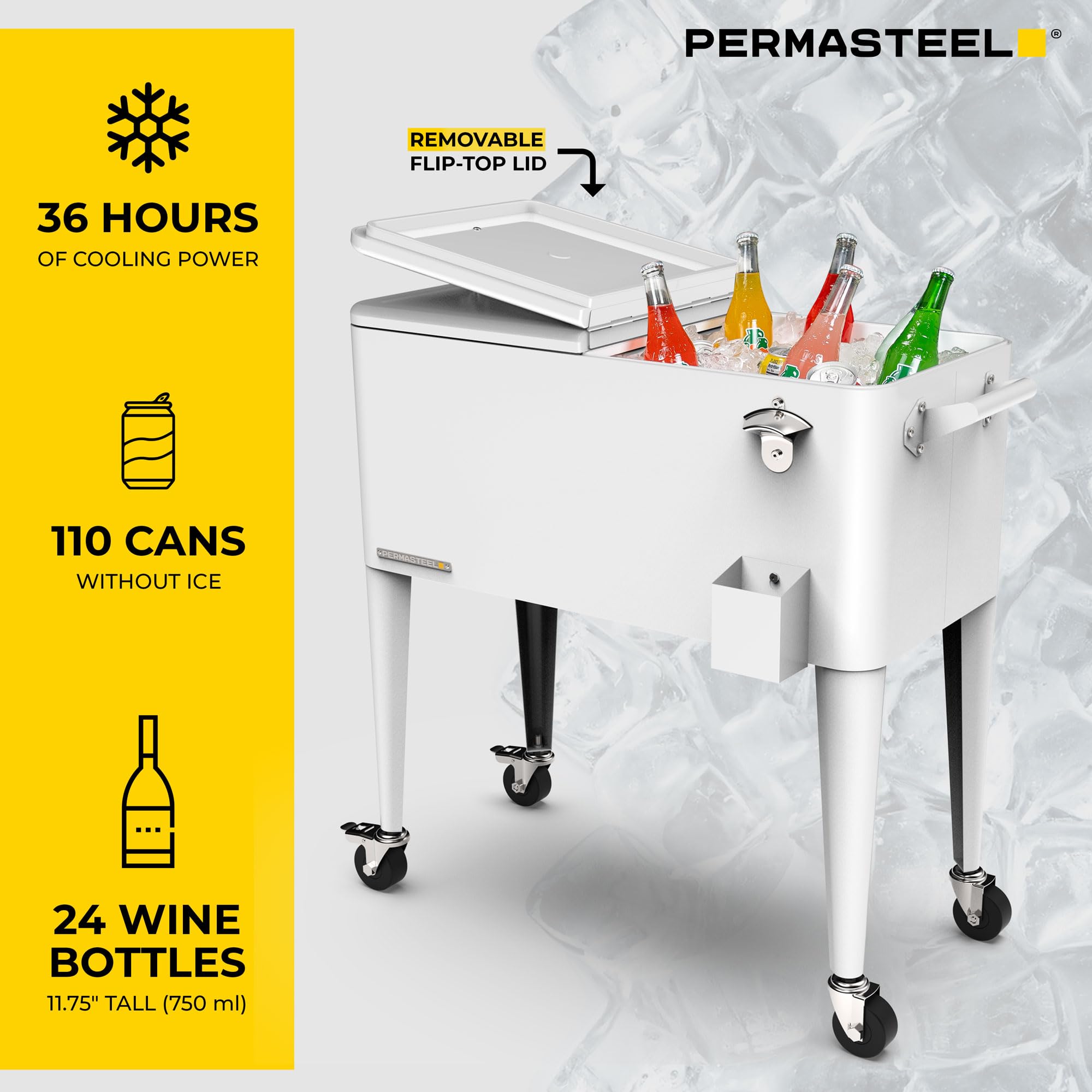 Permasteel wheels provide stable mobility with two locks for on-site stability