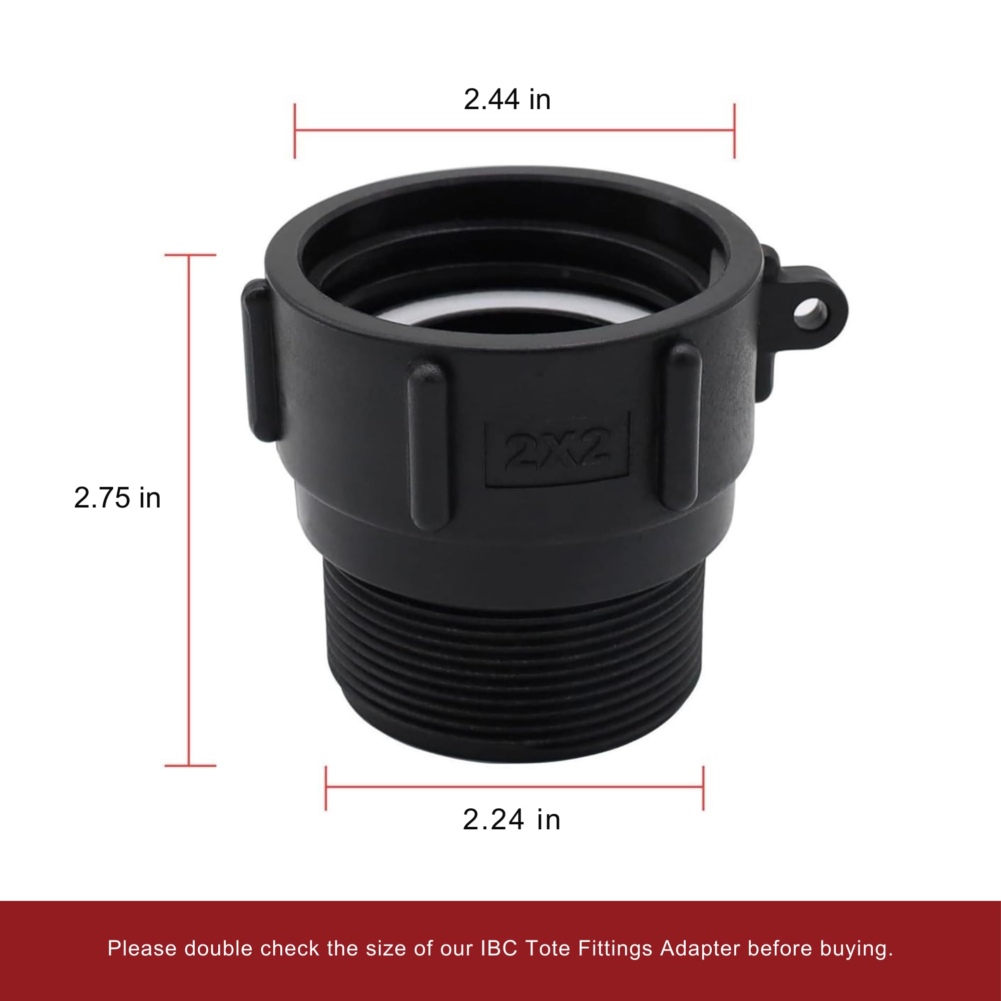 PERMINKS two-inch buttress to two-inch NPT connection with garden hose for irrigation.