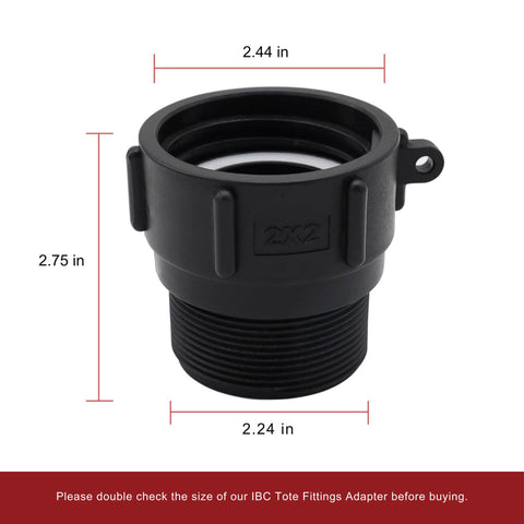 PERMINKS two-inch buttress to two-inch NPT connection with garden hose for irrigation.