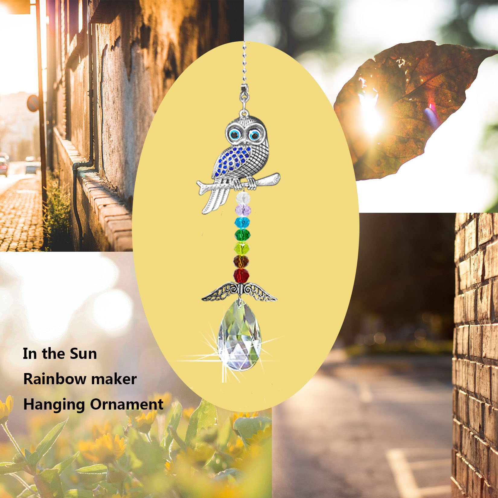 Persofine car rearview owl suncatcher adds charm and visual interest