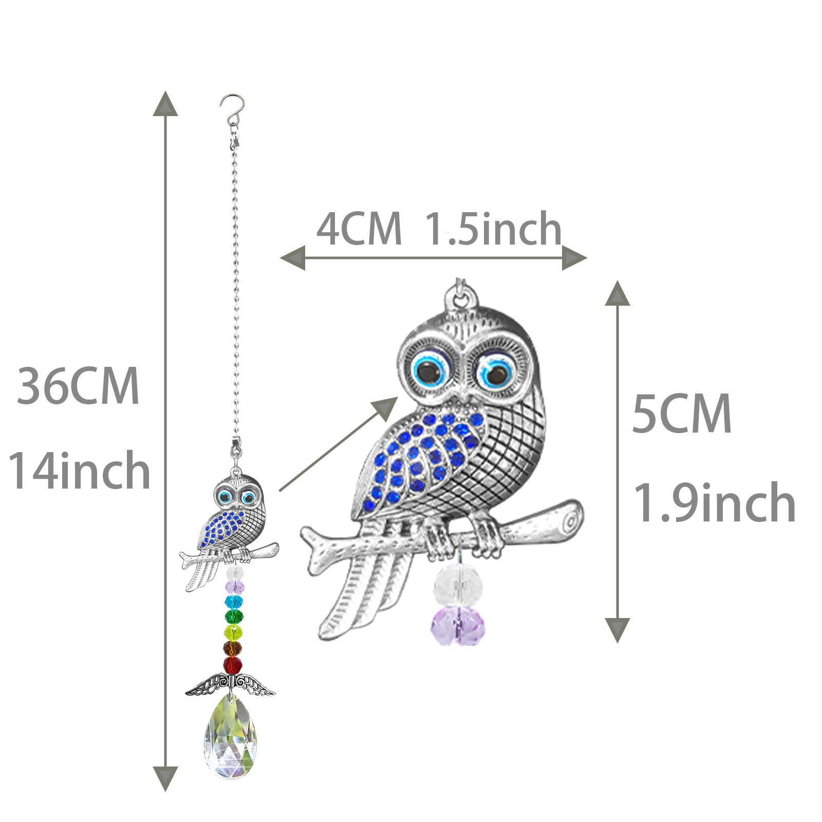 Persofine sun catcher owl decor brightens windows with colorful crystal facets