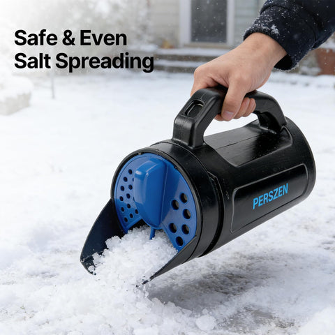 PERSZEN lawn spreader with 84oz capacity reduces refills.