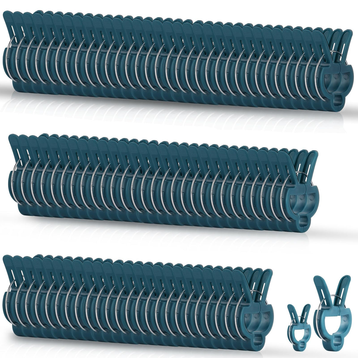 PERSZEN 120-pack plant clips showing large and small grips for sturdy support