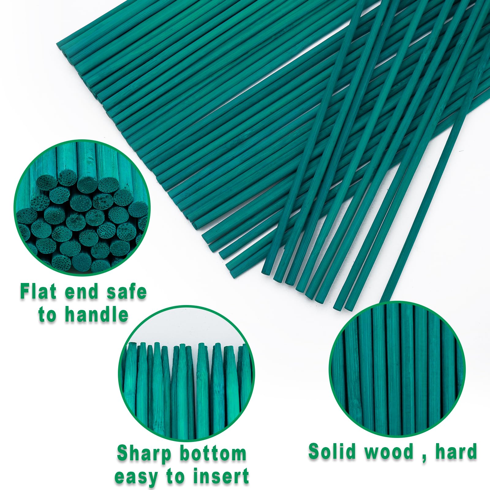 PERSZEN plant stakes 17-inch green, weather-resistant supports for outdoor plants.