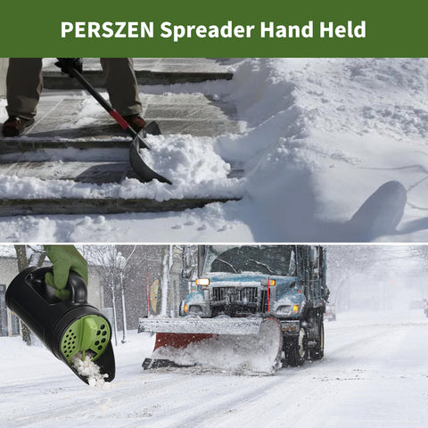 PERSZEN seed spreader durable plastic housing for outdoor use.