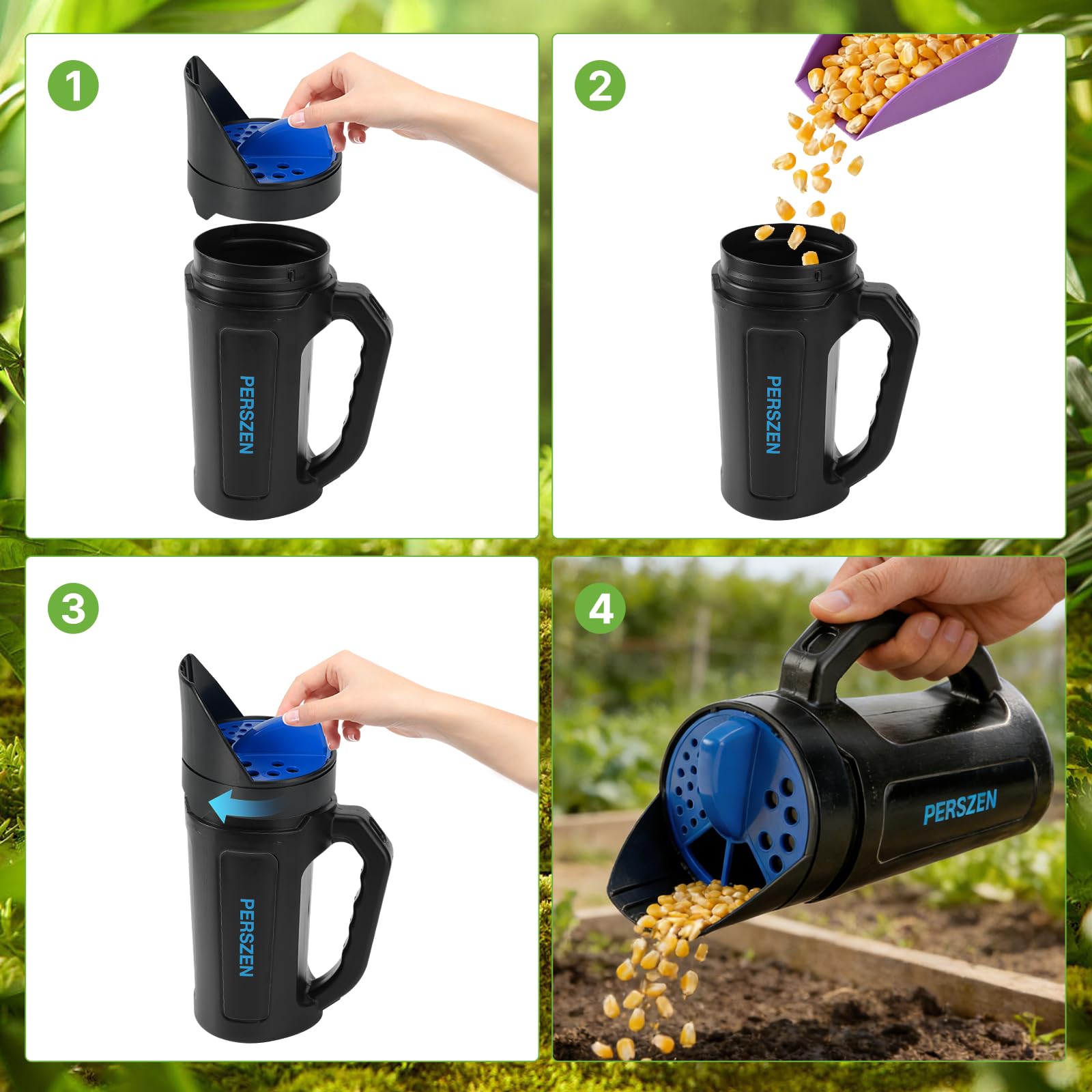 PERSZEN spreader scoop included for easy filling and loading.