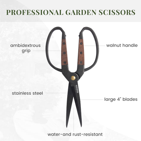 PERWIN Garden Flower Bonsai Scissors 55mm blade reaches tight spaces for detail trimming.