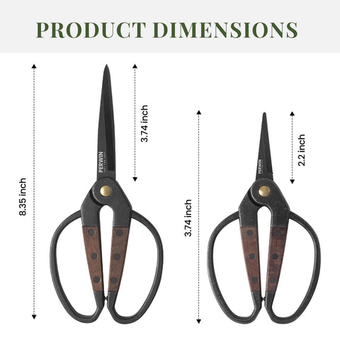 PERWIN Garden Flower Bonsai Scissors dual grip for easy left- and right-handed use.