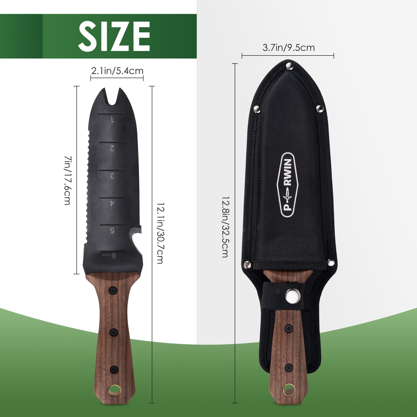 PERWIN Hori Hori knife edge also serves as a bottle opener.