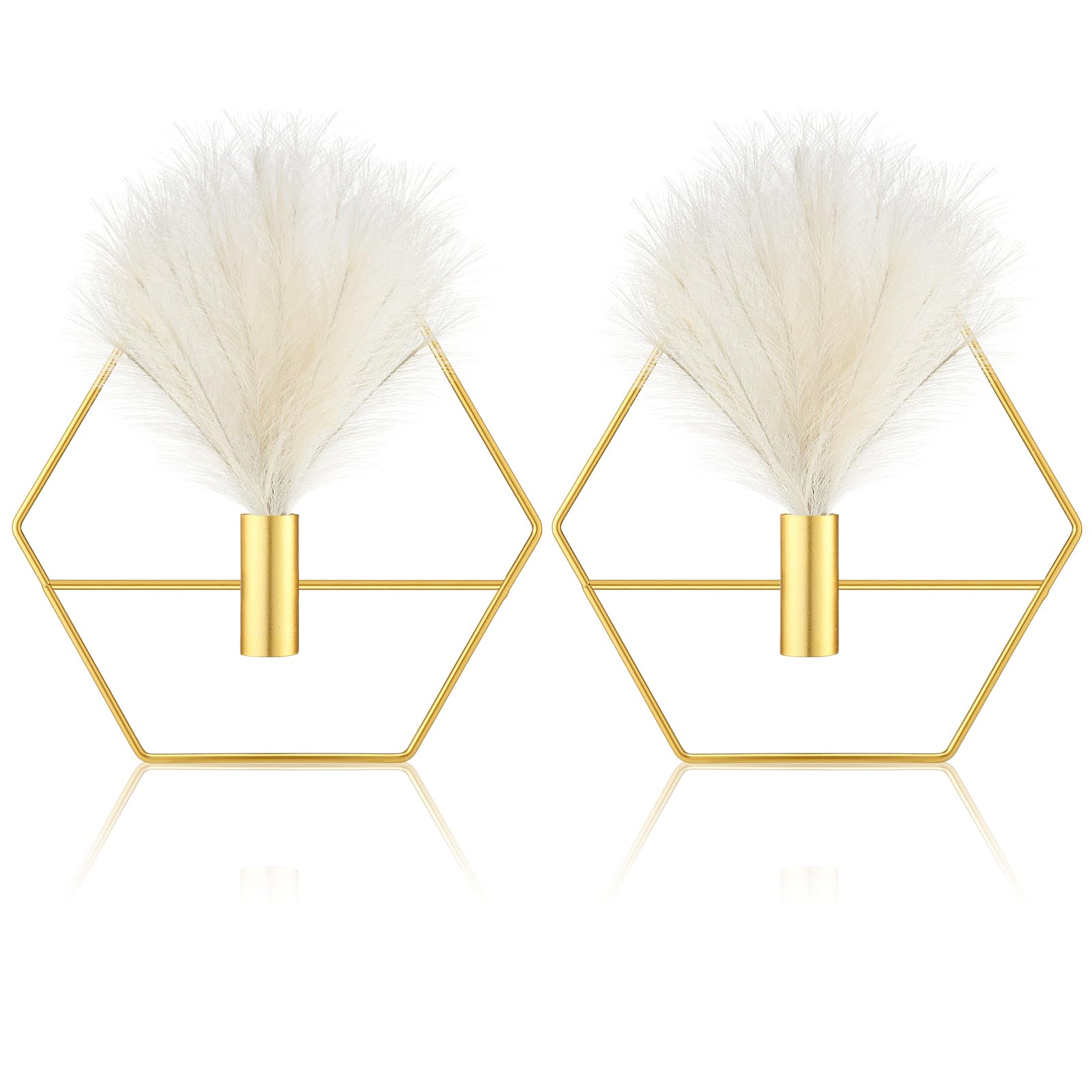 Peryiter 2-pcs boho hexagon metal wall decor with gold finish for stylish accent walls