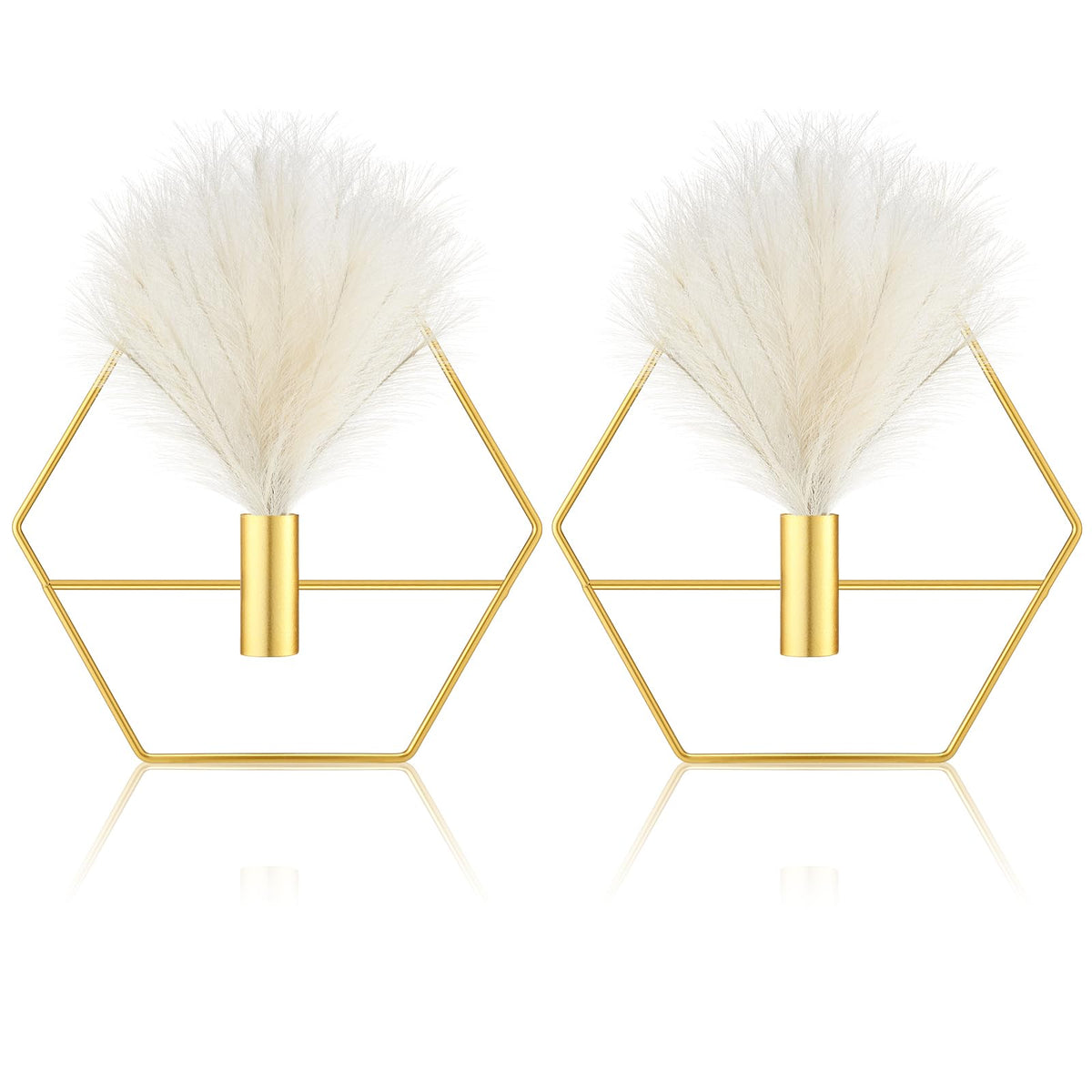 Peryiter 2-pcs boho hexagon metal wall decor with gold finish for stylish accent walls