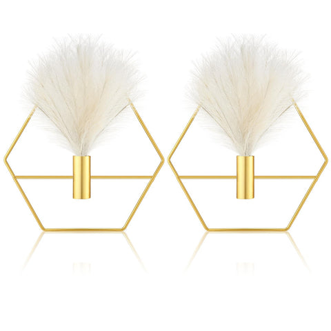 Peryiter 2-pcs boho hexagon metal wall decor with gold finish for stylish accent walls