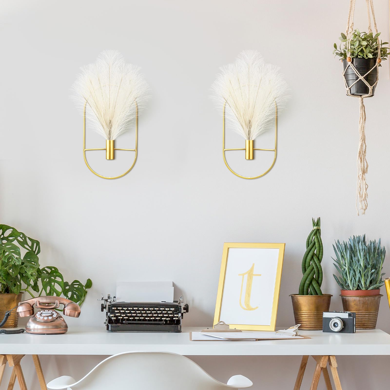Peryiter bathroom and hallway wall planter for subtle gold accents