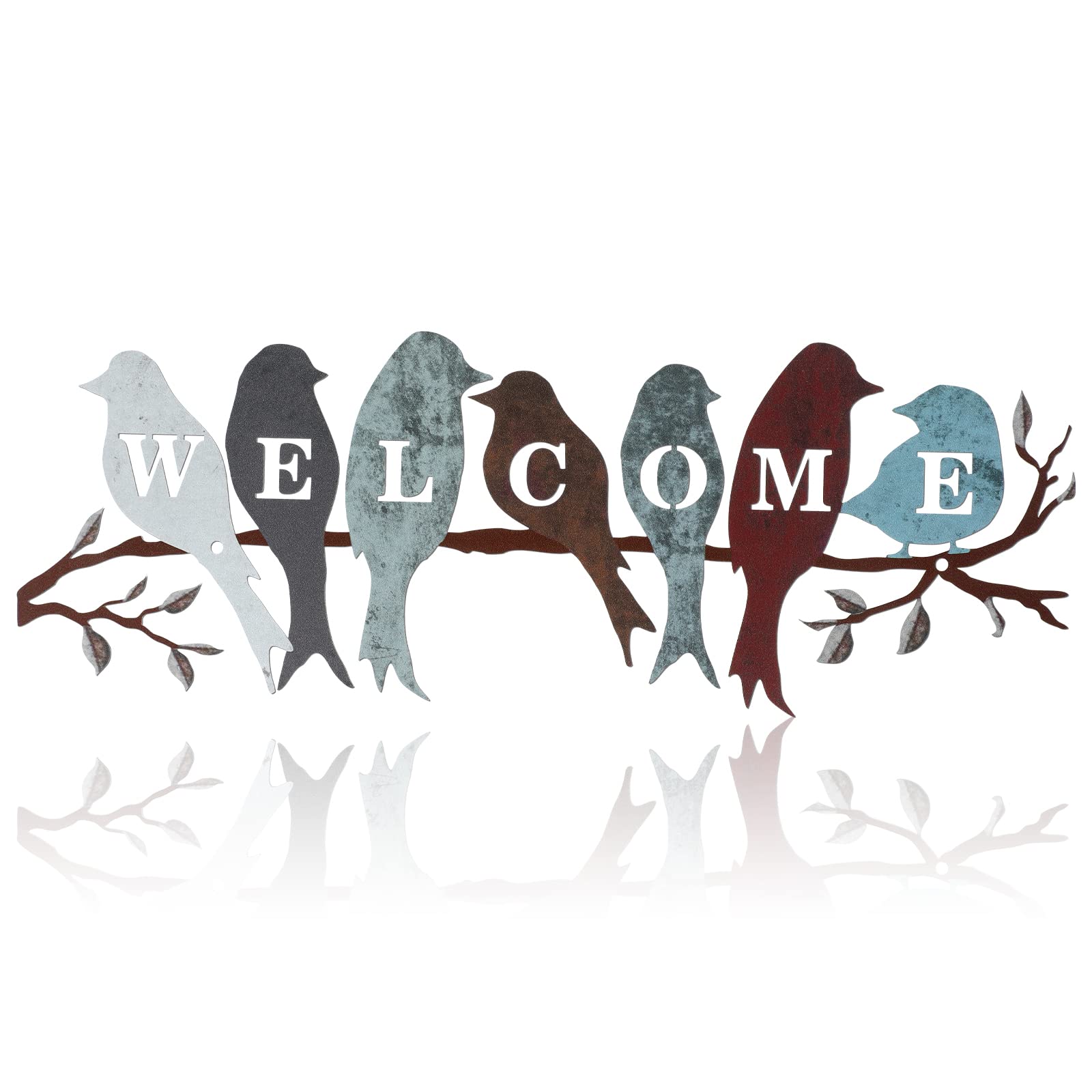 Peryiter bird on branch wall art for welcoming porch ambiance